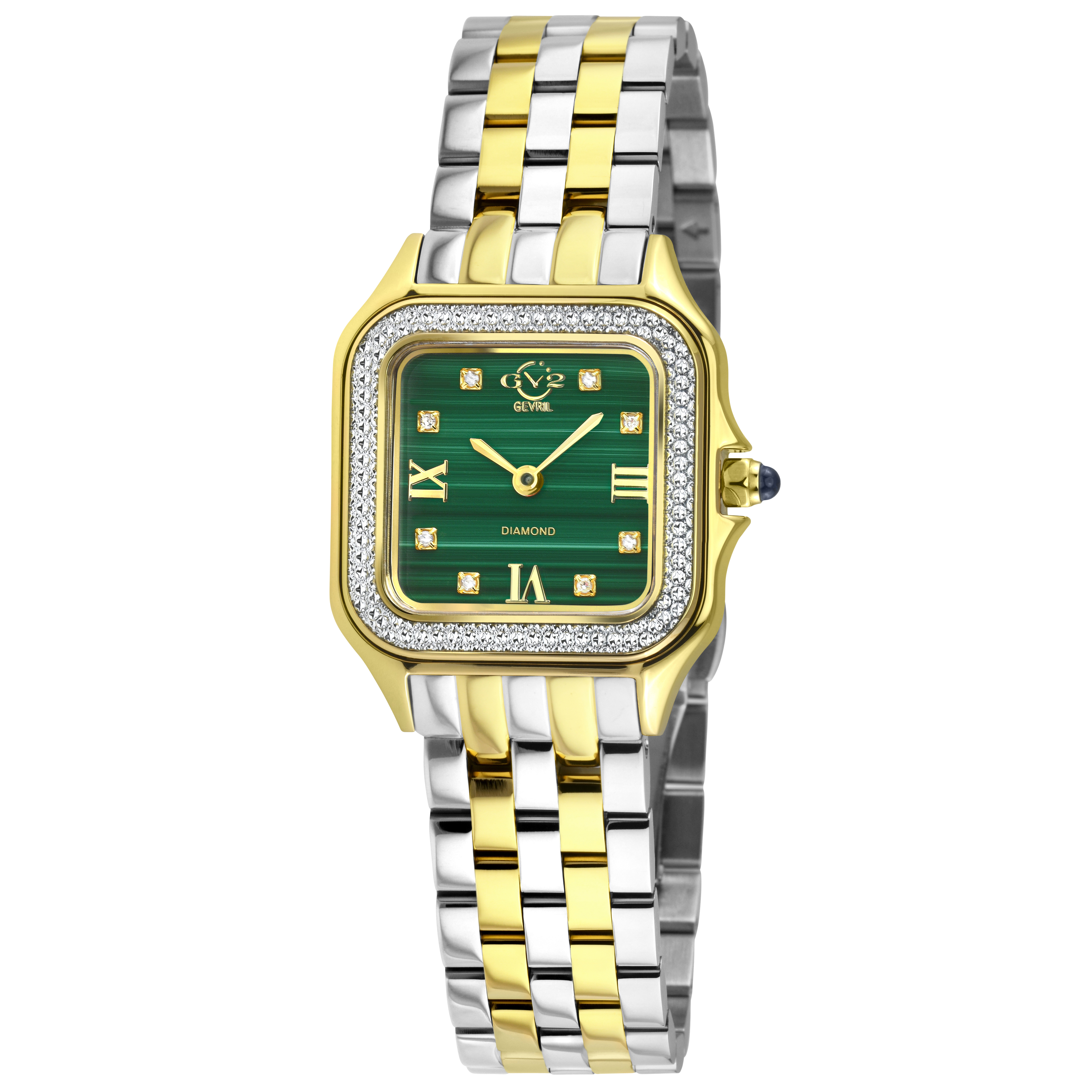 GV2 Milan Diamond Swiss Quartz Stone dial Edition- Malachite - Gevril