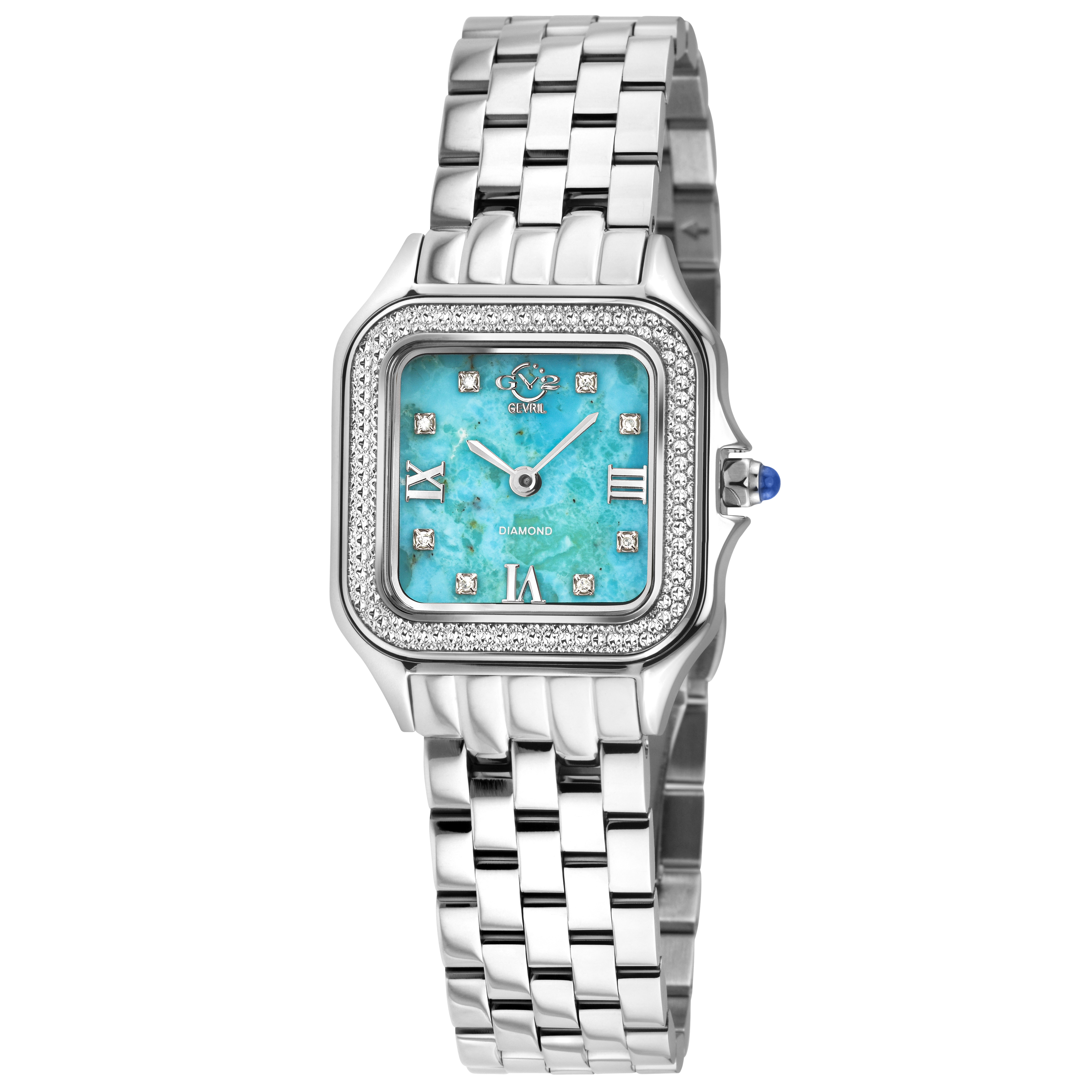 GV2 Milan Diamond Swiss Quartz Stone dial Edition- Turquoise - Gevril GV2 Milan Diamond Swiss Quartz Stone dial Edition- Turquoise - Gevril