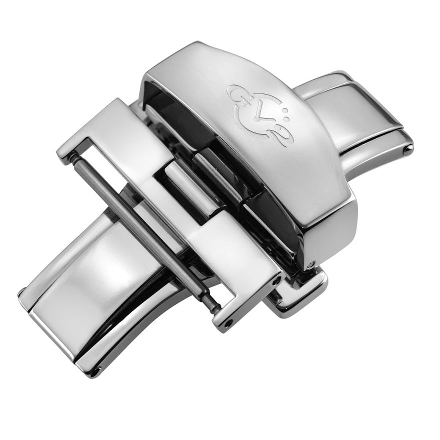 Gevril-Luxury-Swiss-Watches-GV2 20mm Polished Stainless Steel Deployment Buckle Clasp With Push Button-GV220.1.4.4