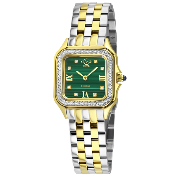 GV2 Milan Diamond Swiss Quartz Stone dial Edition- Malachite