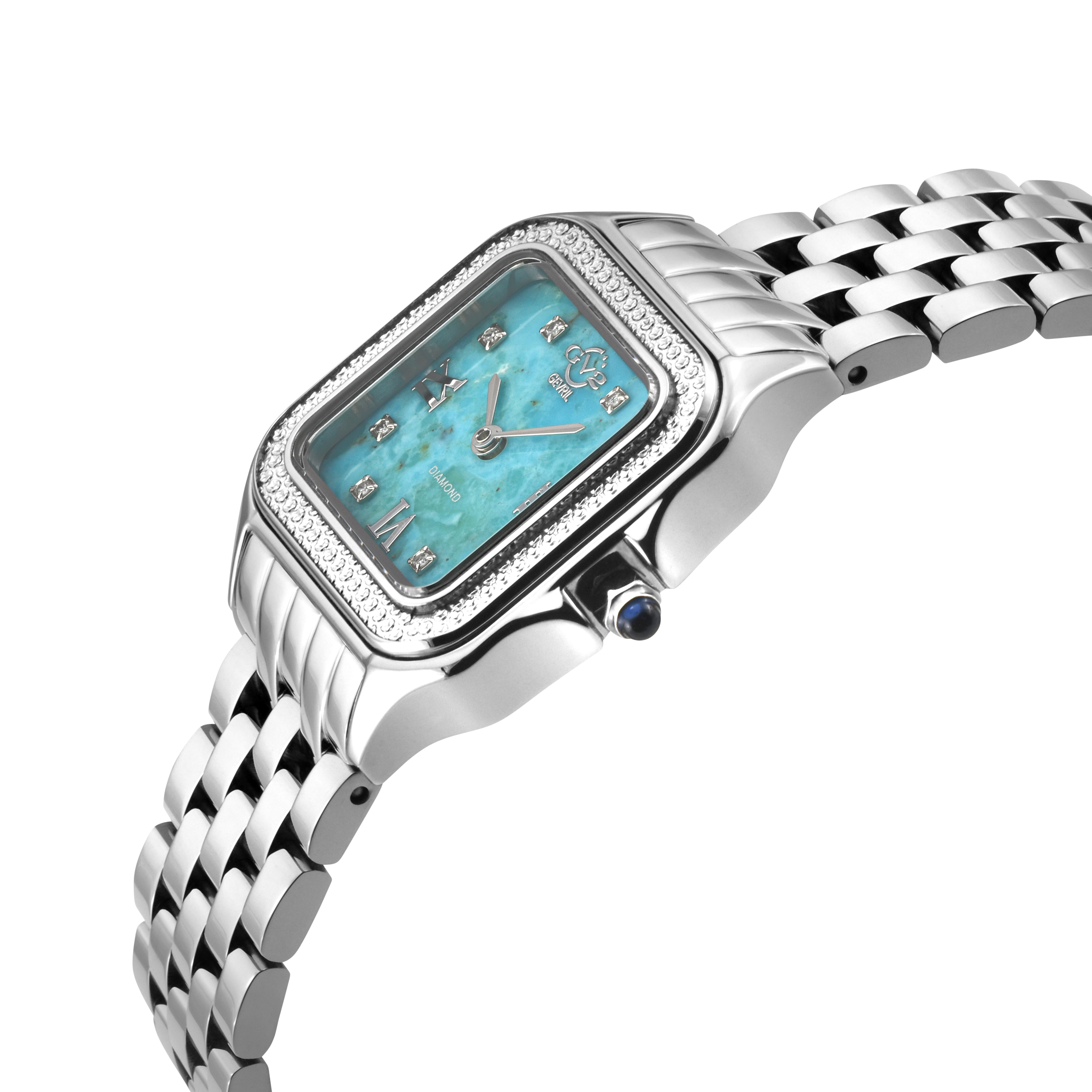 GV2 Milan Diamond Swiss Quartz Stone dial Edition- Turquoise - Gevril