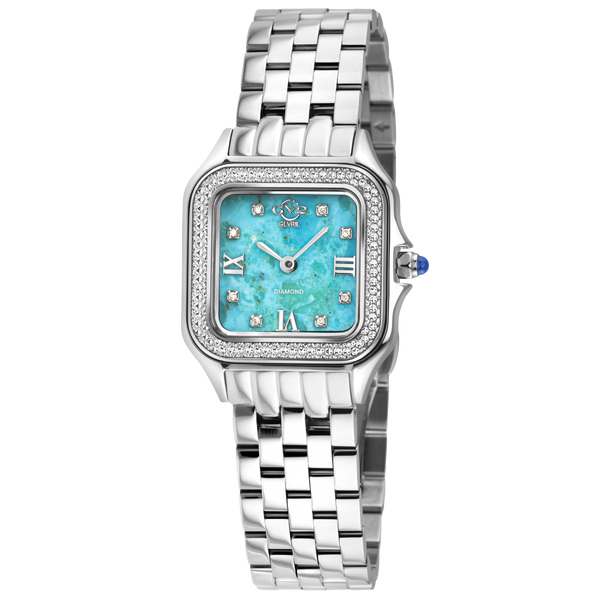 GV2 Milan Diamond Swiss Quartz Stone dial Edition- Turquoise