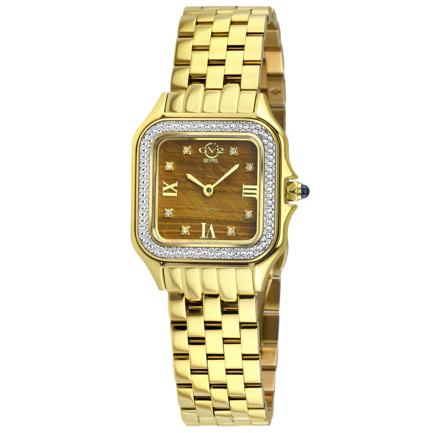 Gevril-Luxury-Swiss-Watches-GV2 Milan Diamond Swiss Quartz - Tiger Eye-