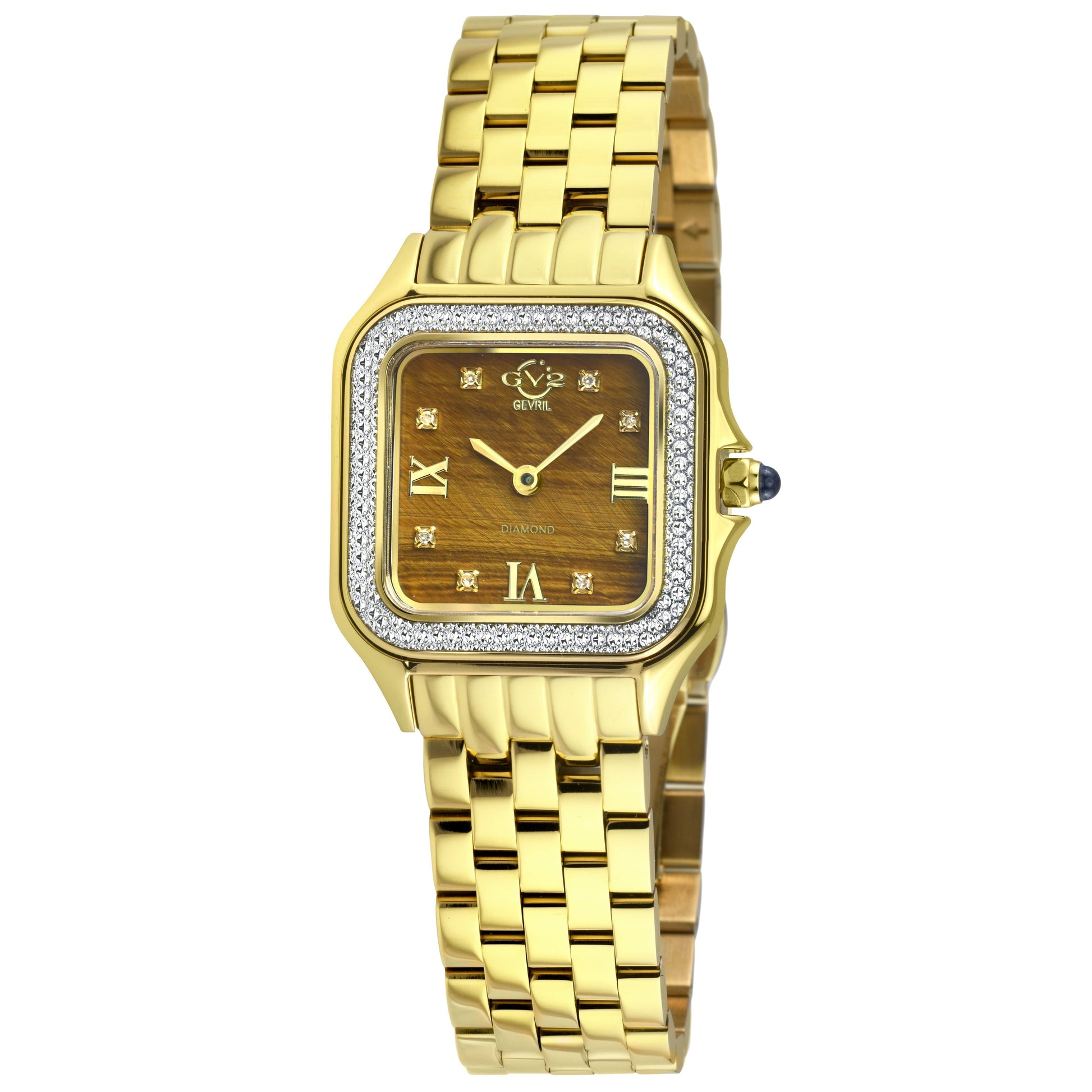 Gevril-Luxury-Swiss-Watches-GV2 Milan Diamond Swiss Quartz - Tiger Eye-