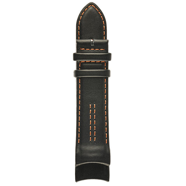 GV2 Motorcycle 24mm Stitched Black Leather Strap