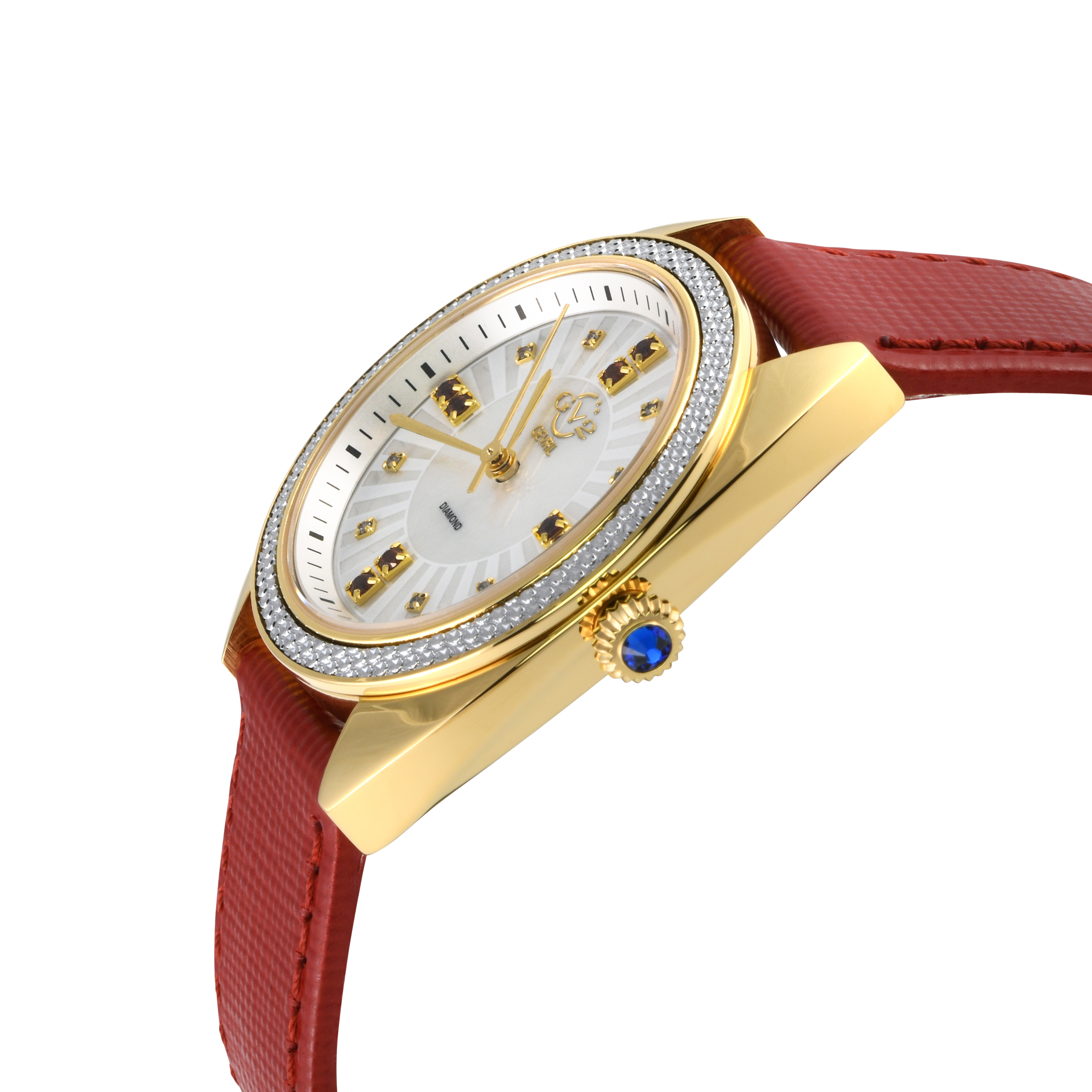 GV2 by Gevril Women\'s Watch 14201-2 Swiss Quartz Gold Red Leather Strap 36mm GV2 Luino - Gevril main image 3