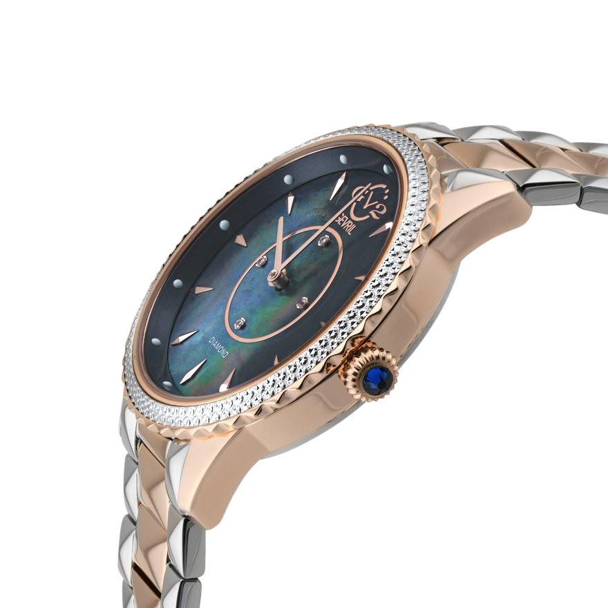 GEVRIL2. Watch Siena Black Dial Black Leather Strap Watch with diamonds. GV2 Siena Diamond - Midsize - Gevril main image 3