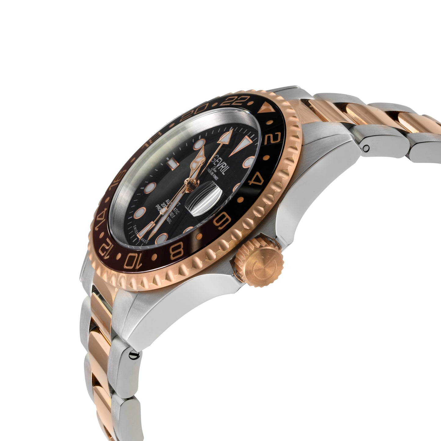 Gevril-Luxury-Swiss-Watches-Gevril Wall Street - GMT Ceramic Bezel-