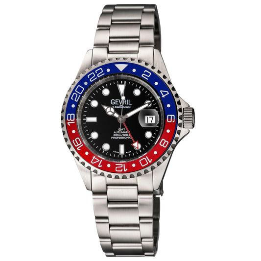Gevril-Luxury-Swiss-Watches-Gevril Wall Street - GMT Ceramic Bezel-