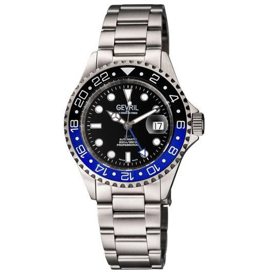Gevril-Luxury-Swiss-Watches-Gevril Wall Street - GMT Ceramic Bezel-