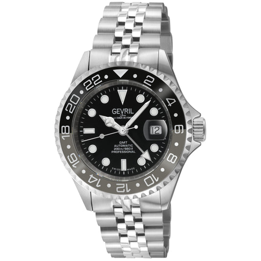 Gevril-Luxury-Swiss-Watches-Gevril Wall Street - GMT Ceramic Bezel-