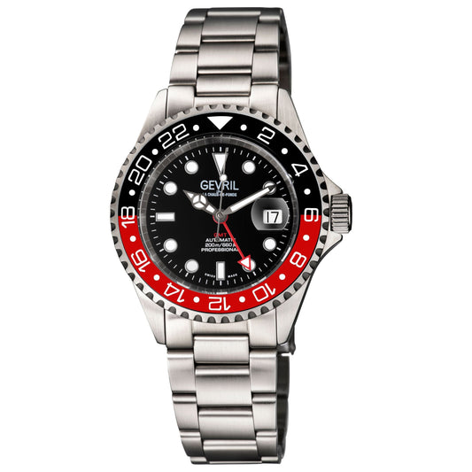Gevril-Luxury-Swiss-Watches-Gevril Wall Street - GMT Ceramic Bezel-
