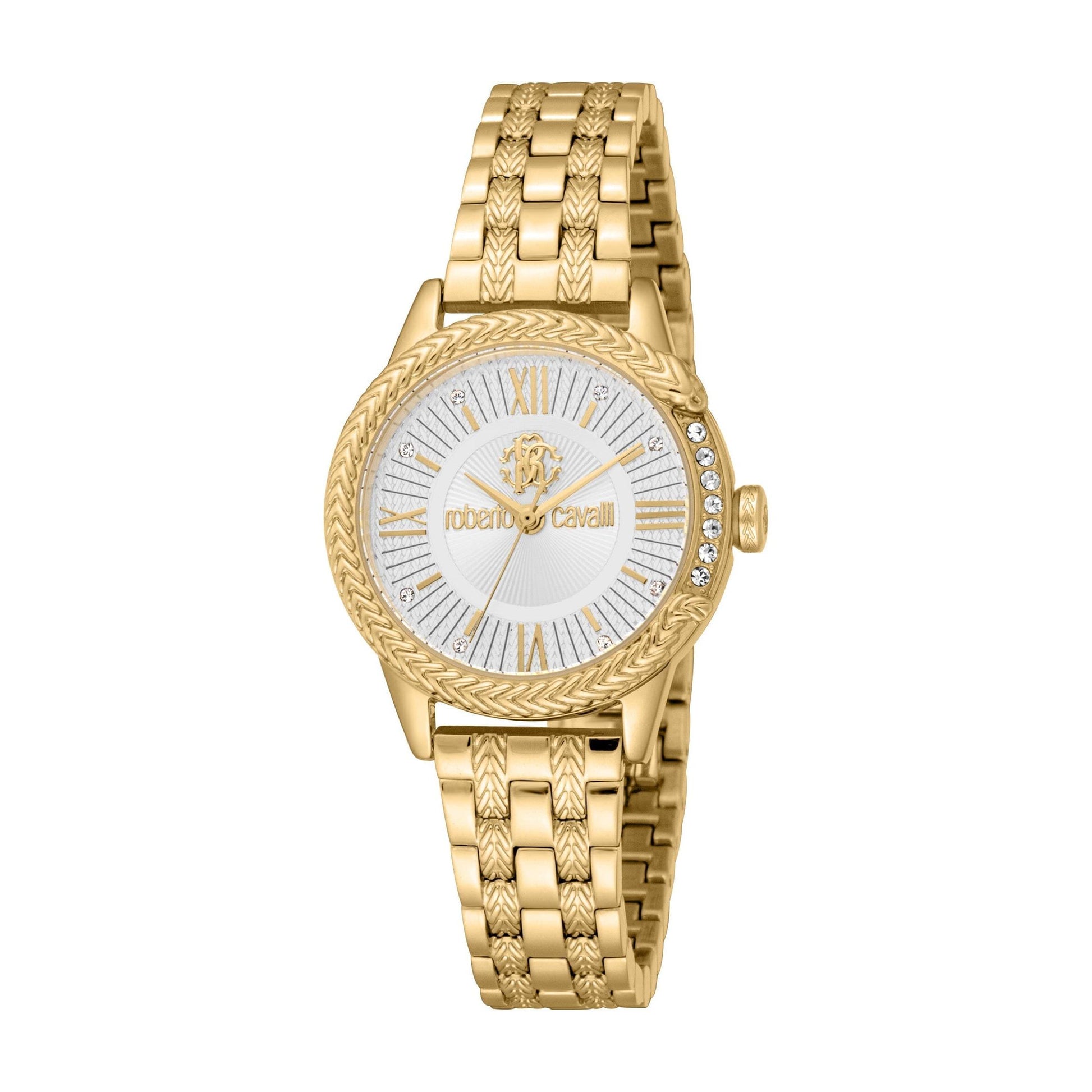 Gevril-Luxury-Swiss-Watches-Roberto Cavalli Women's Core Gold with Stones Quartz Watch-