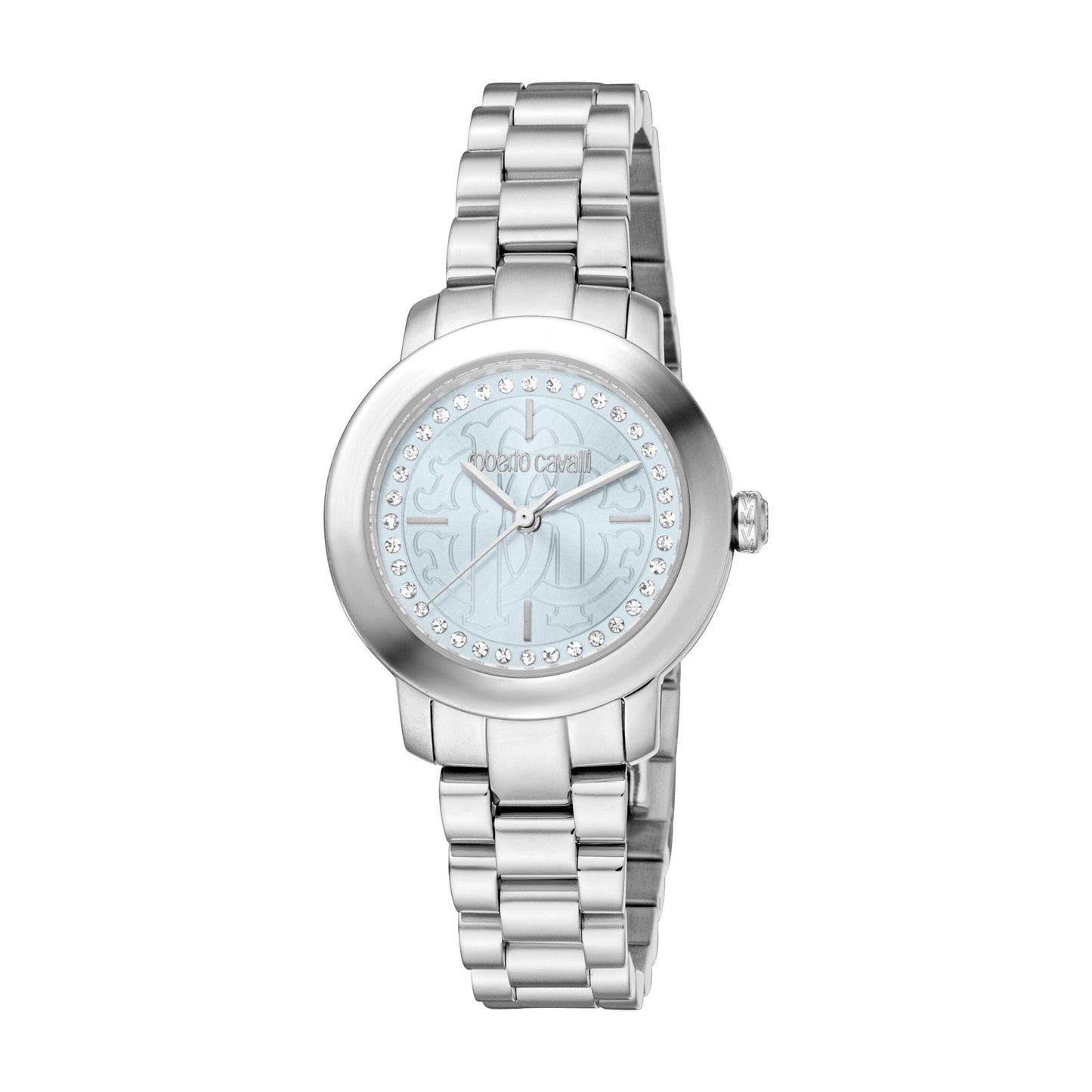 Gevril-Luxury-Swiss-Watches-Roberto Cavalli Women's Glam Light Blue Dial Silver Quartz Watch-