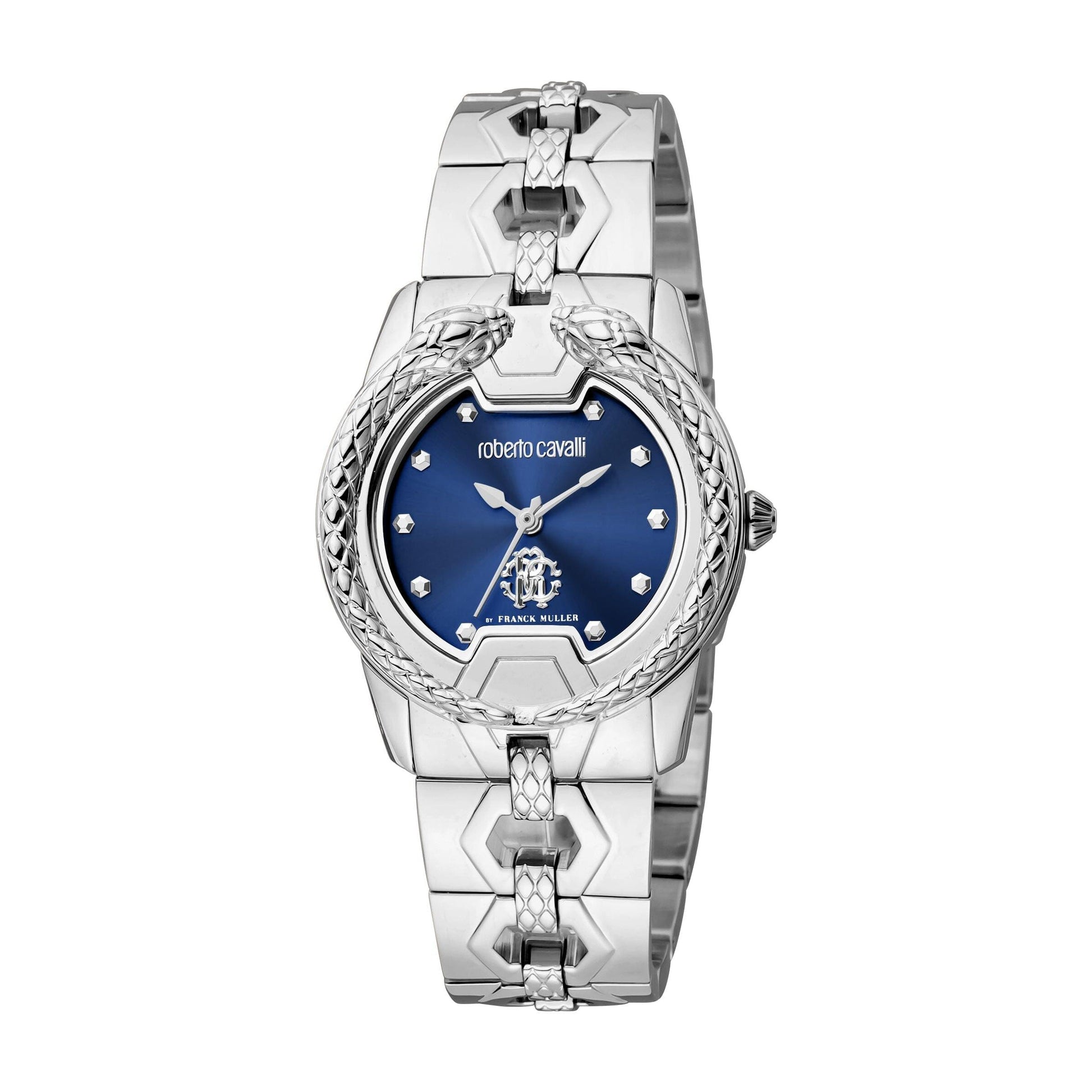 Gevril-Luxury-Swiss-Watches-Roberto Cavalli by Franck Muller Women's Silver Quartz Dark Blue Dial Watch-