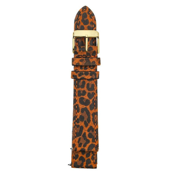 GV2 18mm Leopard Suede Leather Strap