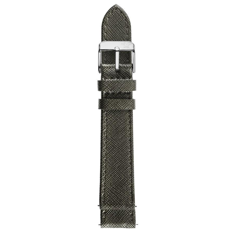 Gevril-Luxury-Swiss-Watches-GV2 18mm Quick Release Handmade Metallic Saffiano Leather Strap with Tang Buckle-GV218.37.01.4