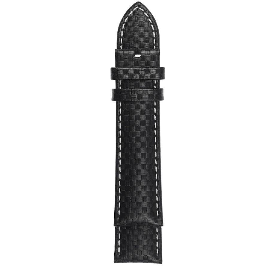 Gevril-Luxury-Swiss-Watches-GV2 22mm Stitched Carbon Fiber Pattern Leather Strap-GV222.02.07.14