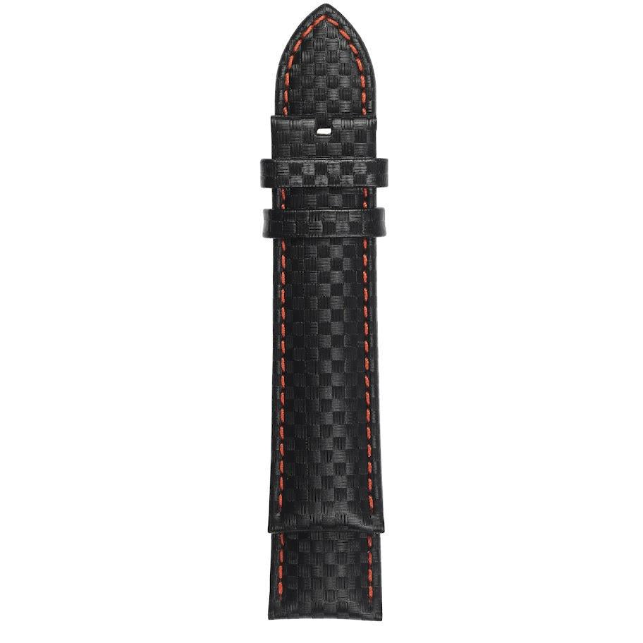 Gevril-Luxury-Swiss-Watches-GV2 22mm Stitched Carbon Fiber Pattern Leather Strap-GV222.05.07.14