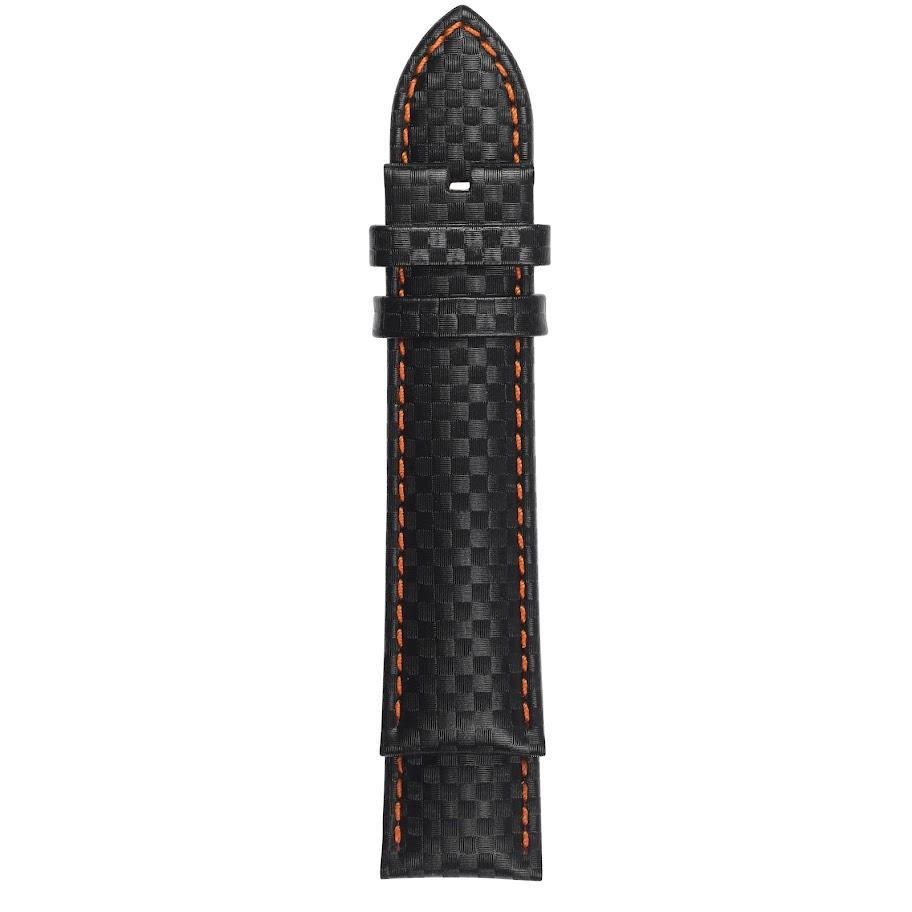 Gevril-Luxury-Swiss-Watches-GV2 22mm Stitched Carbon Fiber Pattern Leather Strap-GV222.13.07.14