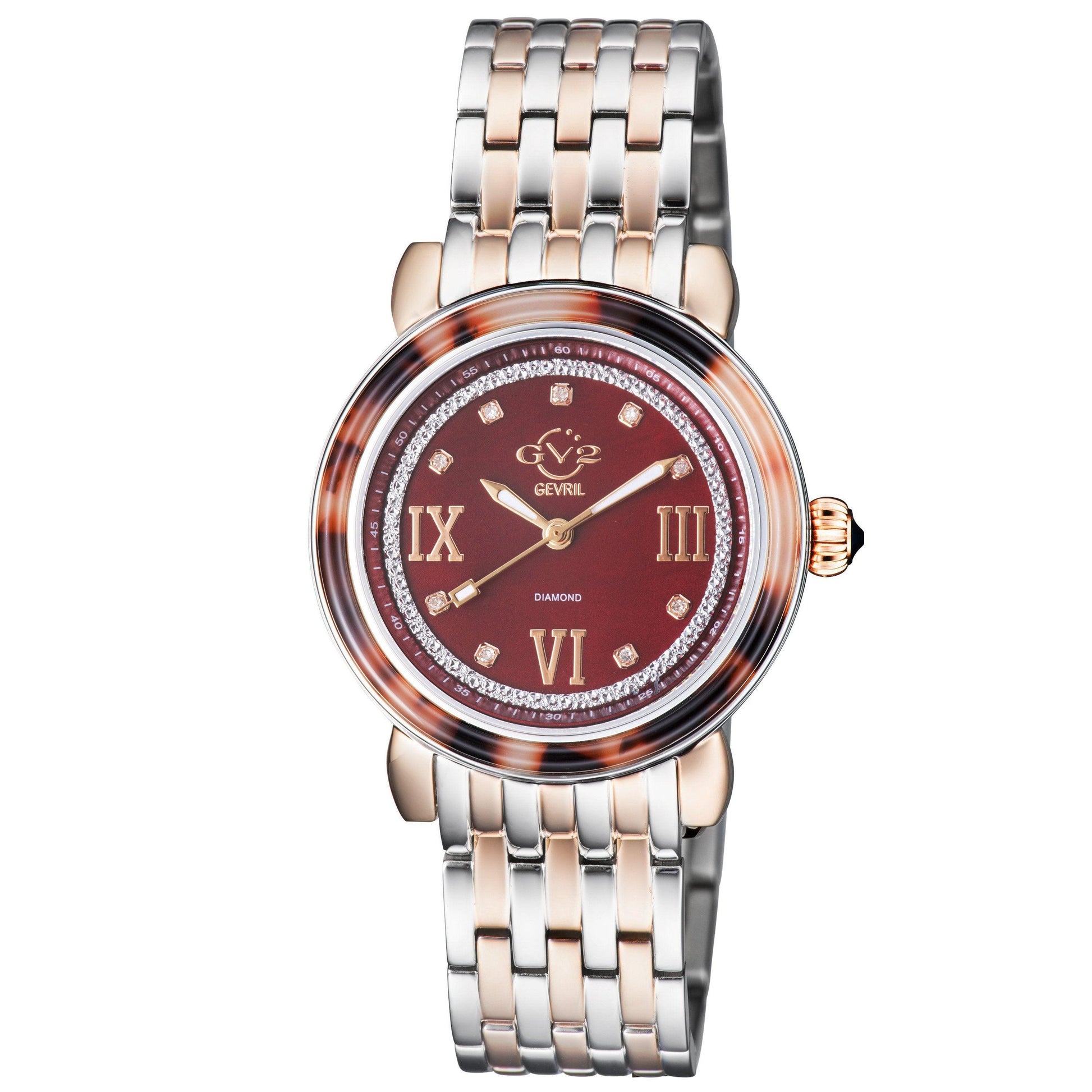 Gevril-Luxury-Swiss-Watches-GV2 Marsala Tortoise Diamond-9855B