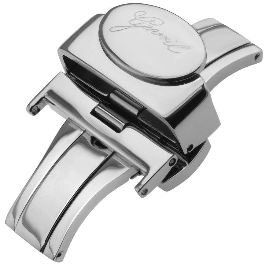 Gevril-Luxury-Swiss-Watches-Gevril 22mm Polished Stainless Steel Deployment Buckle Clasp With Push Button-GEV22.1.4.4